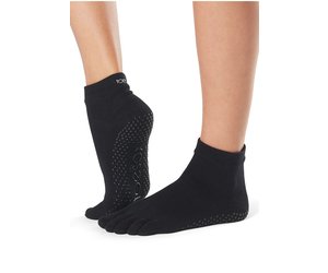 ToeSox Ankle Half Toe Yoga/Pilates Toe Socks with Grips, Black, XL