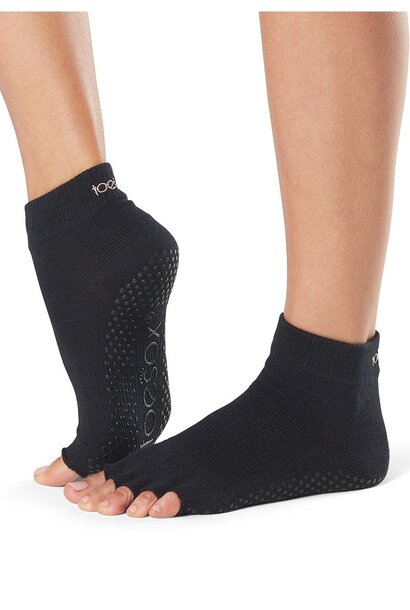 Toesox Yoga Halbzehsocken Knöchellang - Schwarz