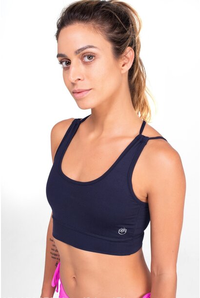 Shakti Activewear Radsport-Top mit gekreuztem Rücken – Marineblau