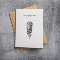 A Beautiful Story Greeting Card - Feather black/white