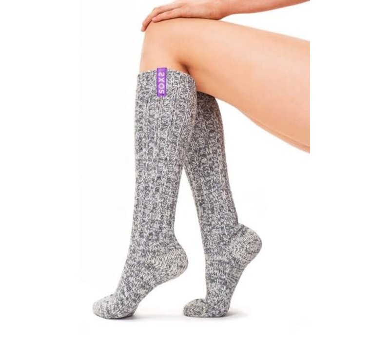 Soxs Women's Anti Slip Socks - Grey Purple Knee High