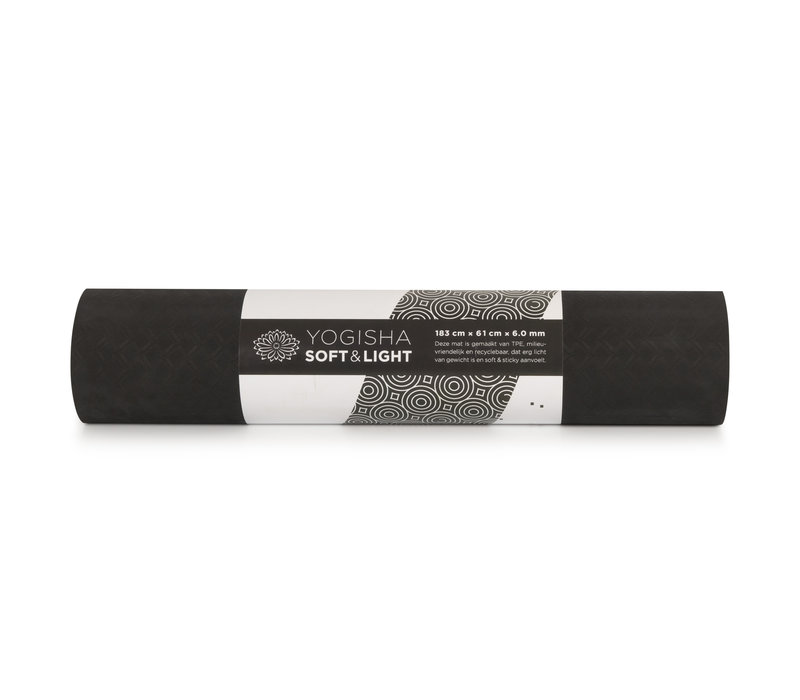 Yogisha Soft & Light Yoga Mat 183cm 60cm 6mm - Black