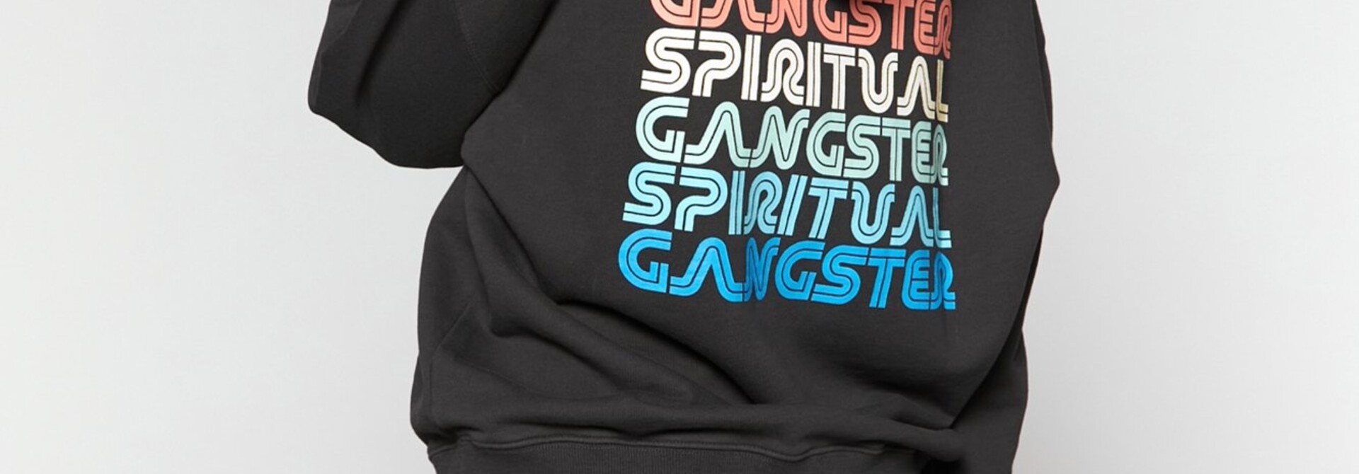 Spiritual Gangster Rainbow Phoebe Oversized Hoodie - Vintage Black