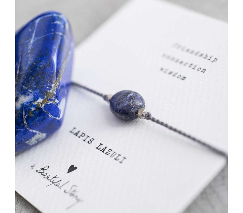 A Beautiful Story Edelsteen Kaart - Lapis Lazuli Zilveren Armband