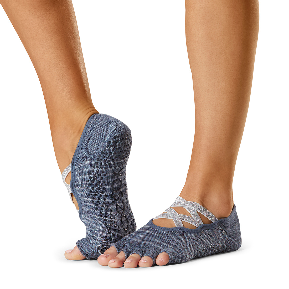 ToeSox Full Toe Elle Grip Socks Natural