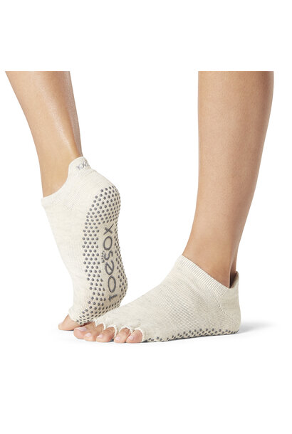 Toesox Yoga Socks Half Toe Low Rise - Oatmeal