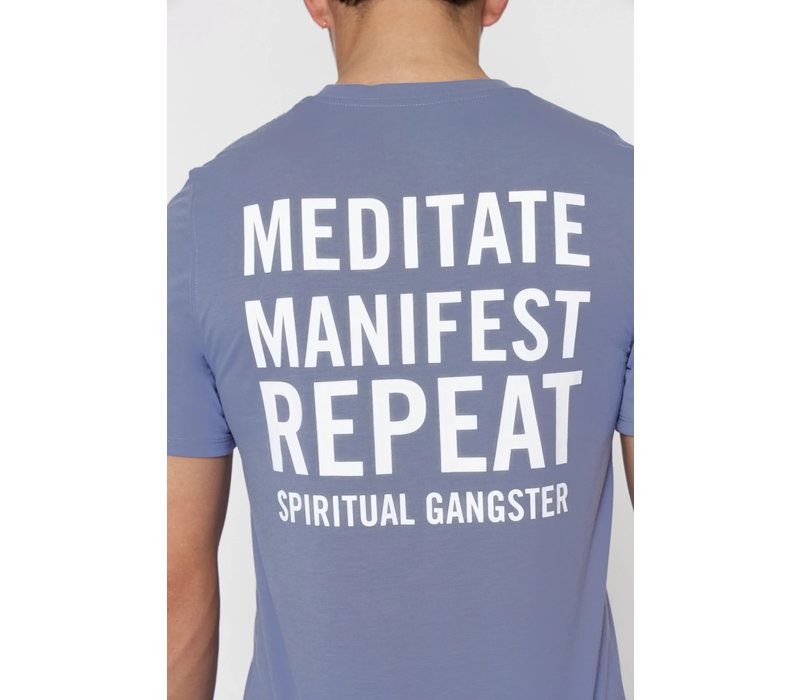Spiritual Gangster Meditate Short Sleeve Tee - Washed Blue
