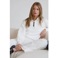 House of Gravity Oversized Zip Sweater - Marble White