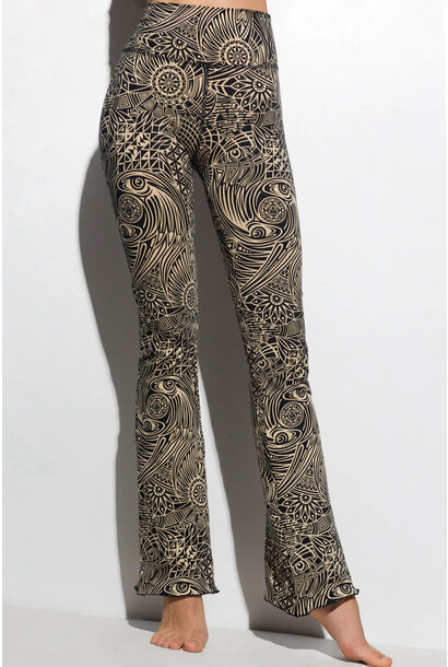 Funky Simplicity Schlaghose 'Long Leg' - Creme/Schwarz Tribal