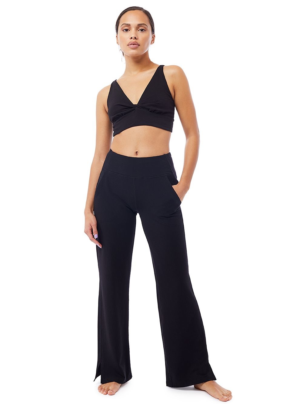 Mandala Wide Yoga Pants Black Yogisha