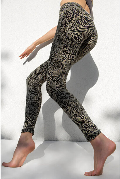 Funky Simplicity Leggings „Normales Bein“ – Creme/Schwarz Tribal