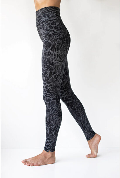 Funky Simplicity Leggings mit hoher Taille, 78 cm – Grau/Schwarze Feder