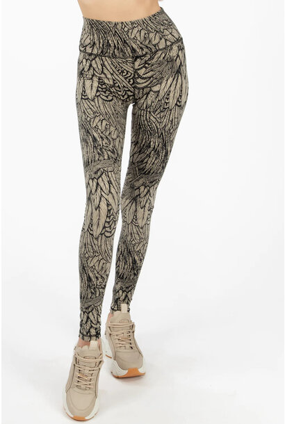 Funky Simplicity Legging 'Long Leg' - Cream/Black Feather