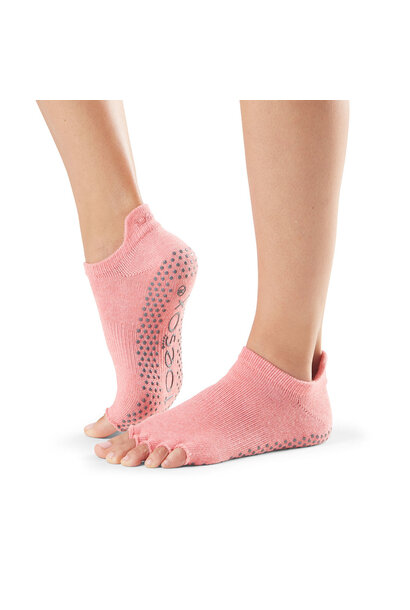 Toesox Yoga Socks Low Rise Half Toe - Melon
