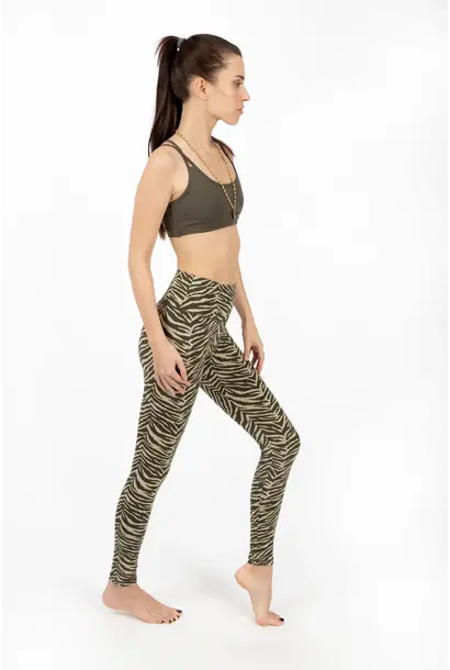 Funky Simplicity Legging  'Long Leg' - Cream/Olive Zebra