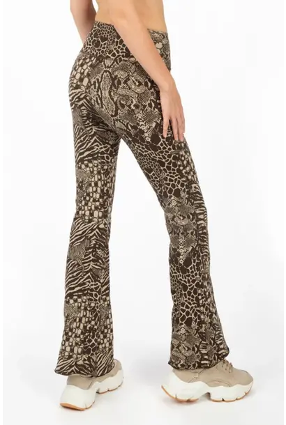 Funky Simplicity High Waist Flares 84cm - Cream/Brown Animals