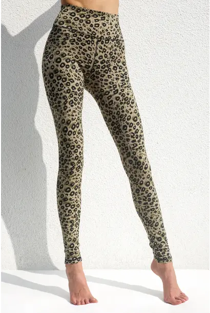 Funky Simplicity Leggings „Normales Bein“ – Creme/Oliv Jaguar