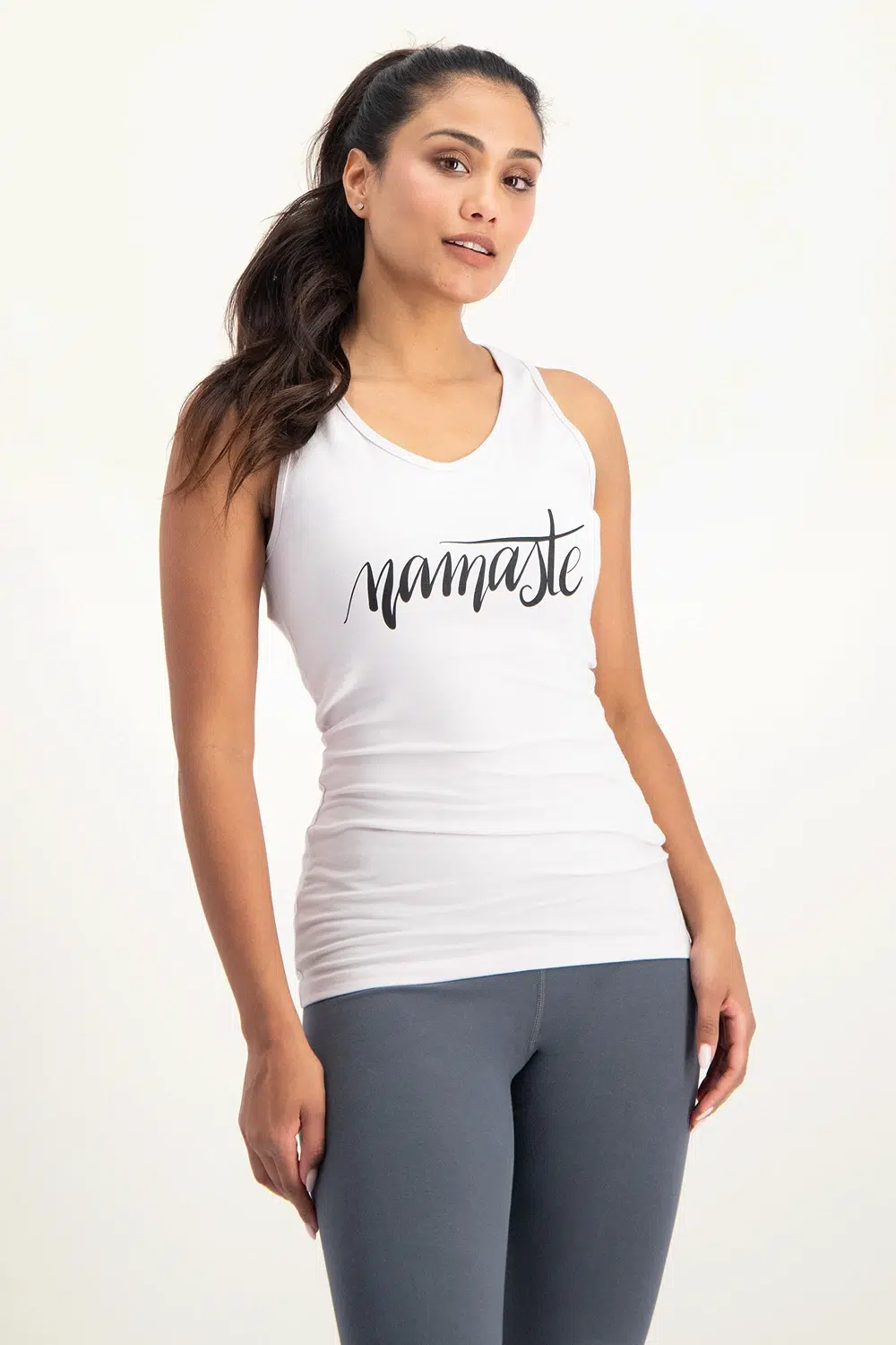 Urban Goddess Namaste Core Yoga Tank - Mushroom-1