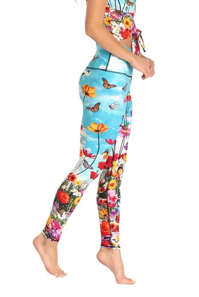 Yoga Democracy Yoga Legging 'Long Leg' - Flower Bomb