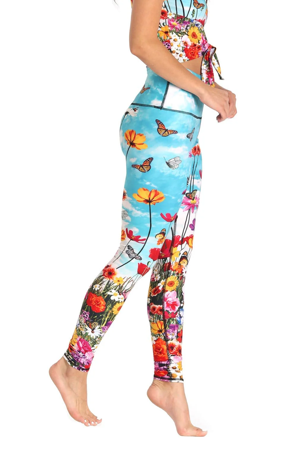 Yoga Democracy Yoga-Leggings „Normales Bein“ – Blumenbombe-1
