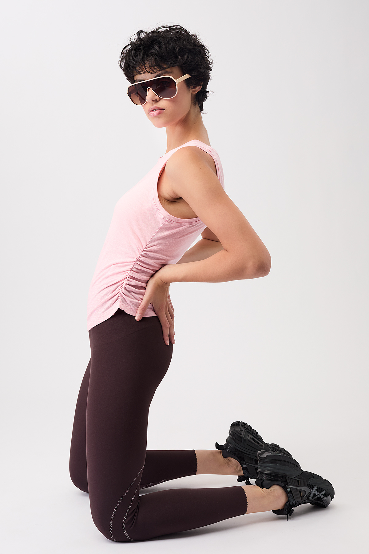 Mandala Cropped Ruffled Top - English Rose-5