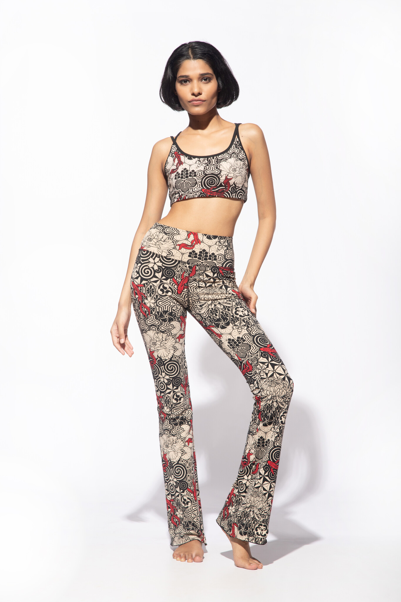 Funky Simplicity Flares 'Long Leg' - Cream/Black Nagomi-3