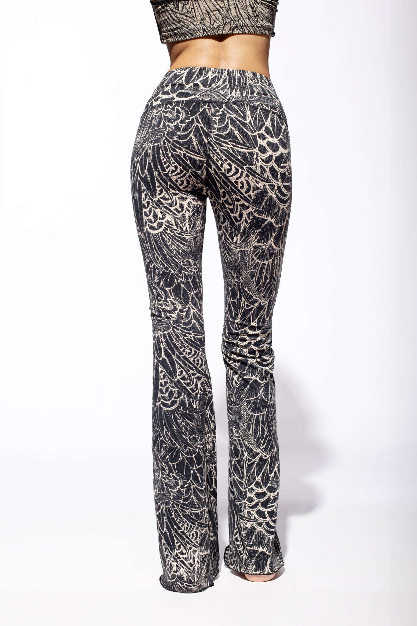 Funky Simplicity Flares 'Long Leg' - Black/Cream Feather-2