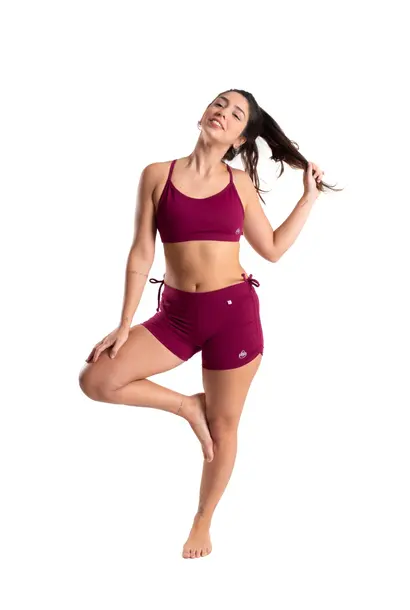 Shakti Activewear Side Thong Shorts - Red Wine