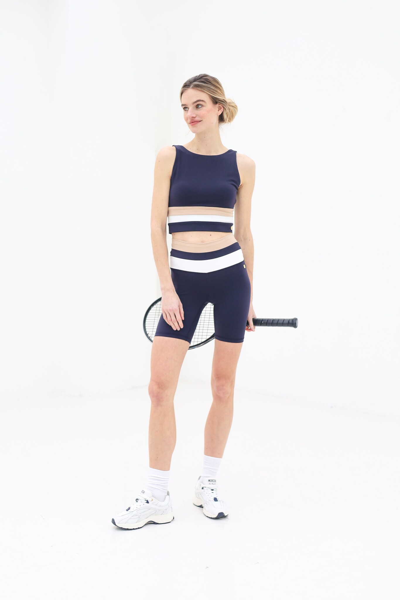 House of Gravity Biker Shorts - Blue White Sand-1