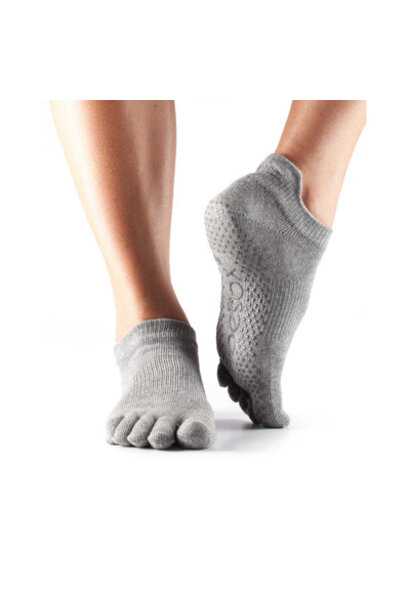 Toesox Yoga-Socken mit niedriger Leibhöhe und geschlossener Zehenpartie - Heather Grey