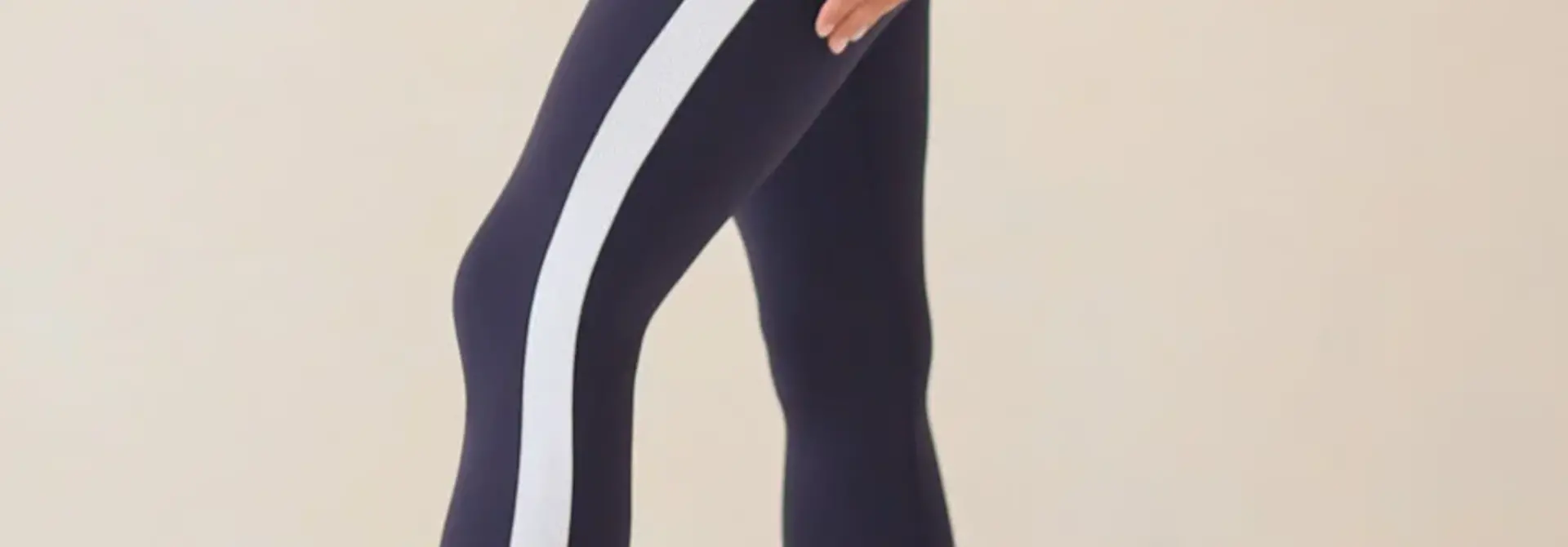 House of Gravity Contrast Rib Leggings - Deep Blue x White Topaz