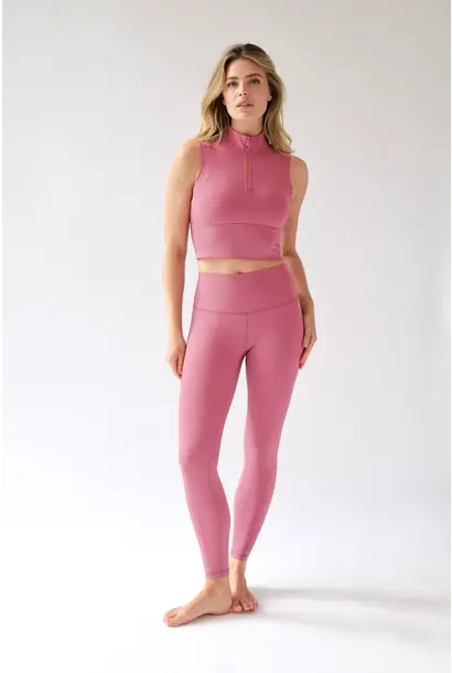 House of Gravity Turtle Zipper Crop Top - Autumn Pink