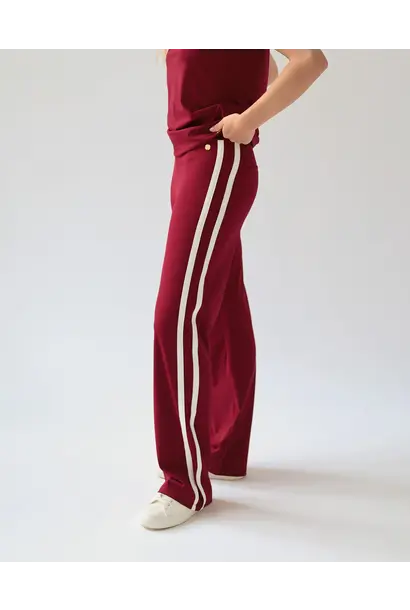 House of  Gravity Active Stripe Trouser - Deep Ruby Red