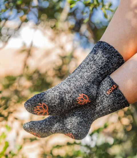 Soxs Antislip Sokken Halfhoog - Dark Grey/Moonless Night 37-41-2