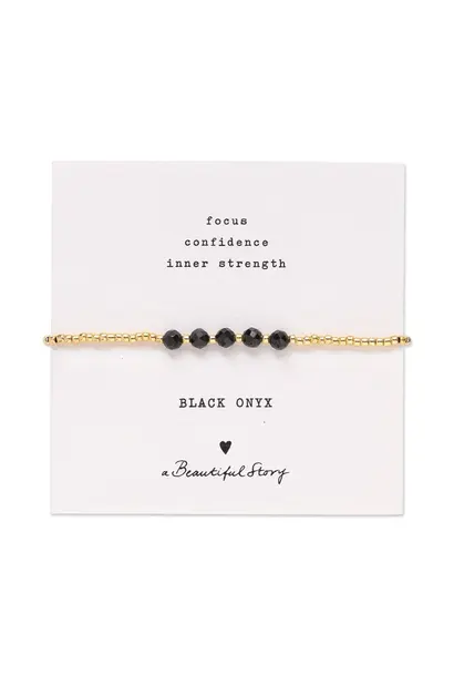A Beautiful Story Essential Kaart - Zwarte Onyx Armband