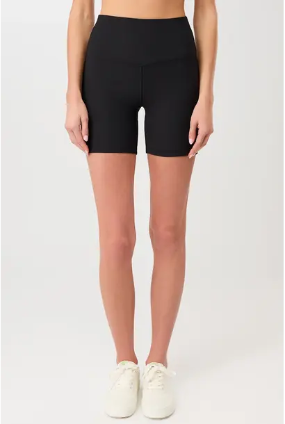 Mandala Ribbed Biker Shorts - Black