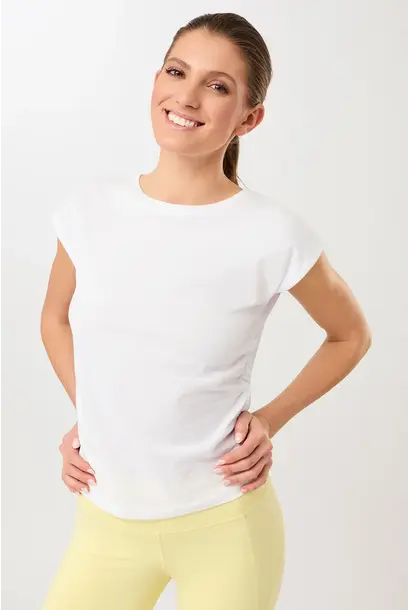 Mandala Side Ruffled Top - White