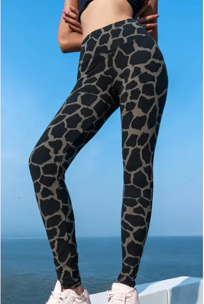 Funky Simplicity Legging  'Long Leg' - Olive/Black Giraffe