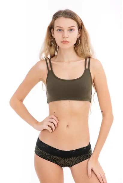 Funky Simplicity Cross Back Bra - Olive