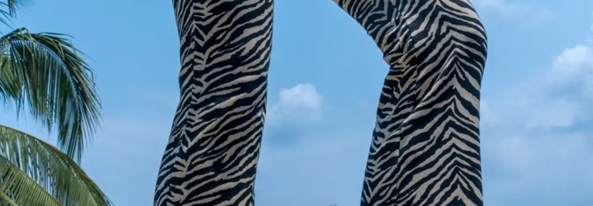 Funky Simplicity Flares 'Long Leg' - Cream/Black Zebra