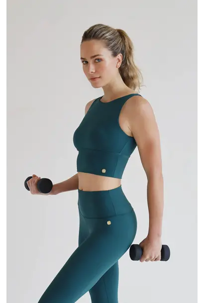 House of  Gravity Cross Crop Top - Emerald Green