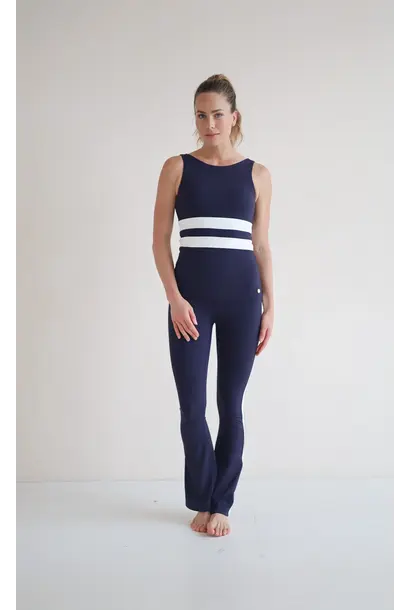 House of  Gravity Divine Tank Top - Deep Blue x White Rib