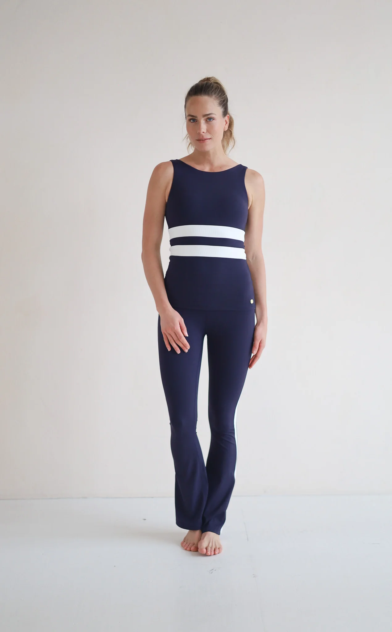 House of Gravity Divine Tank Top - Deep Blue x White Rib-1