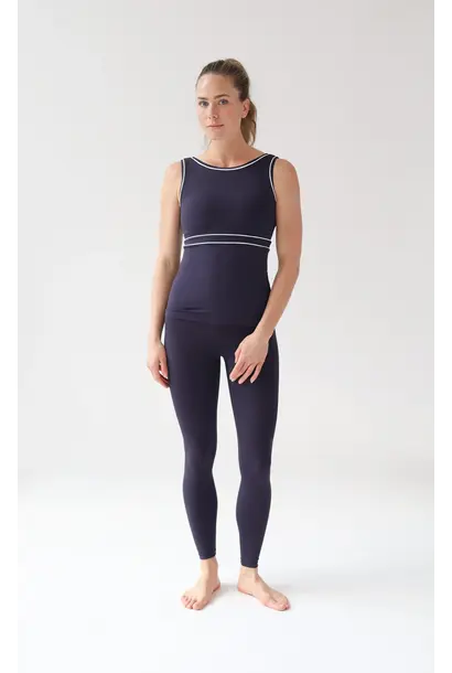 House of  Gravity Divine Tank Top - Deep Blue x White