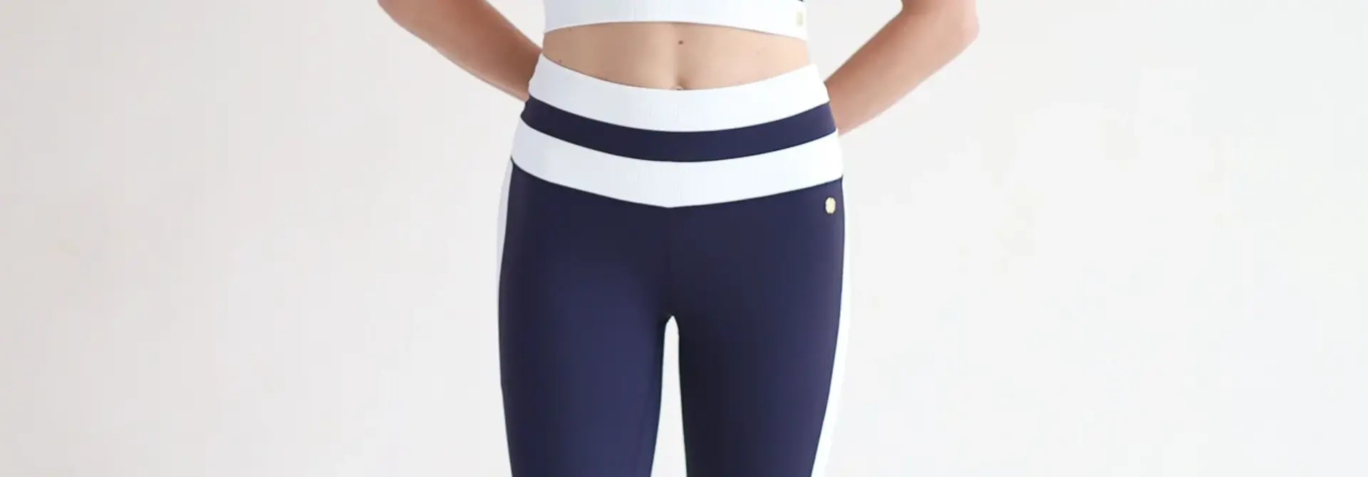 House of Gravity Stripe Leggings - Deep Blue x White Rib