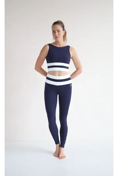 House of Gravity Stripe Leggings - Deep Blue x White Rib