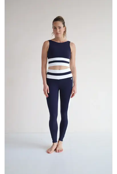 House of  Gravity Divine Crop Top - Deep Blue x White Rib