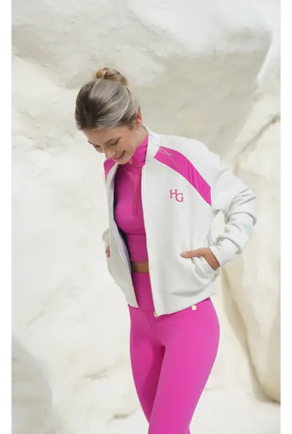 House of Gravity Classic Bomberjacke – Hellgrau meliert x Rosa