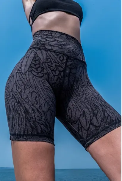 Funky Simplicity Biker Shorts - Grey/Black Feather