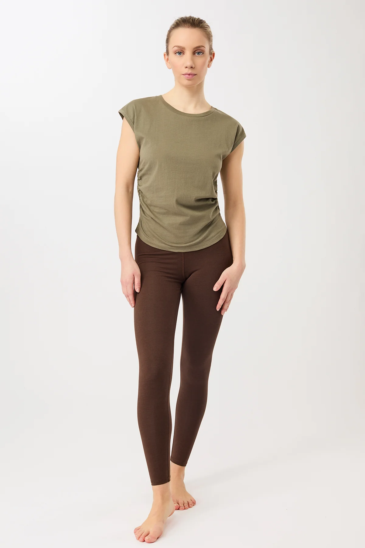 Mandala Side Ruffled Top - Khaki-3